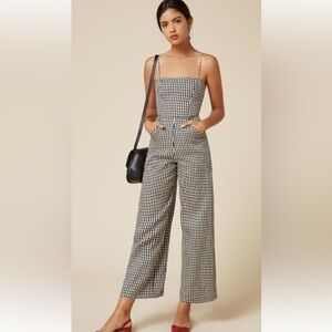 Reformation Black and White Checkered Palazzo Jumpsuit